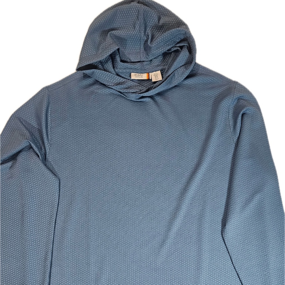 C&C California Hoodie Mens XL Blue Waffle‎ Knit Lightweight Stretch Pullover